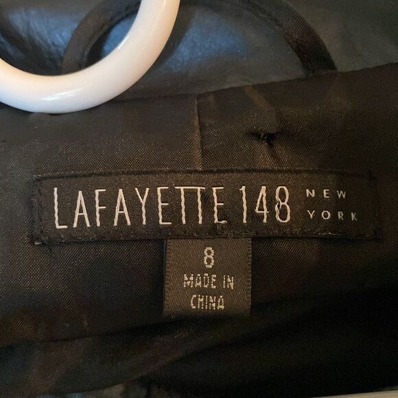 Lafayette 148 Classic Trench Metallic Coat Front Tie Blue-Gray 8 - Picture 5 of 8